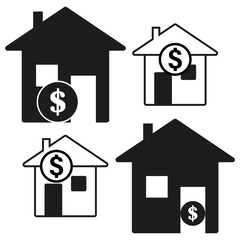 Real estate icon. House with dollar. Financial symbol. Vector illustration.