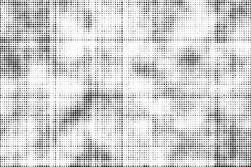 Abstract halftone gradient background. Dotted concentric texture with fading effect. Black and white circle shade wallpaper. Grunge rough vector. Monochrome backdrop