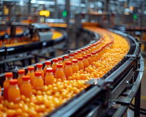 Efficiency in Motion: Overhead View of Conveyor Belt in Food Processing Plant with Packaged Goods Moving Along the Line