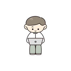 パソコンで作業する人のイラスト