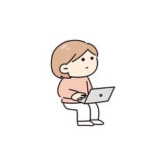 パソコンで作業する人のイラスト