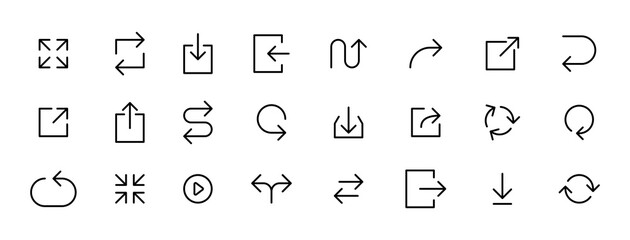 Line Arrows icon set , vector circle arrow line icons in thin line style. editable stroke