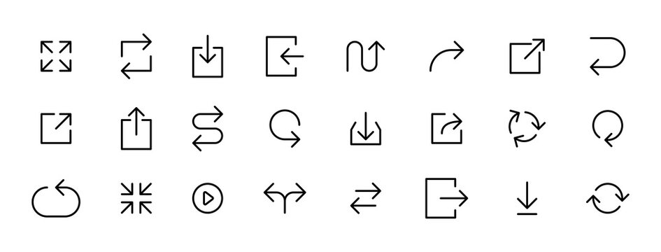 Line Arrows icon set , vector circle arrow line icons in thin line style. editable stroke