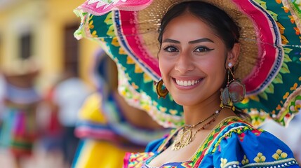 Obraz premium A cultural festival in a vibrant city, showcasing traditional dances, music, and colorful costumes from around the world