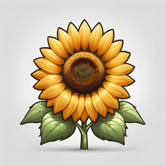Fototapeta premium Sunflower logo icon on white background. Generative AI