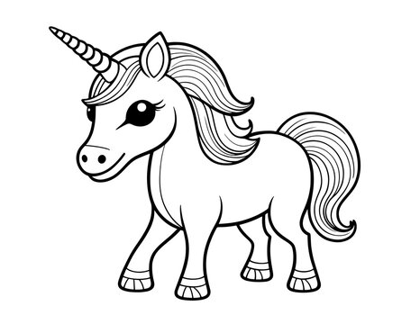 unicorn coloring page for kids. ready to print on standard 8.5x11 inch letter paper 