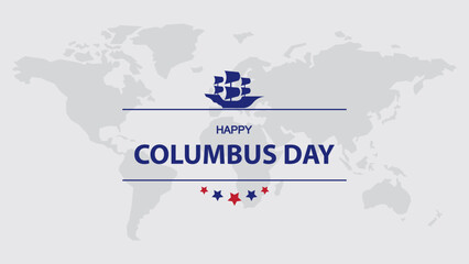 Obraz premium Happy Columbus Day background vector design with ship and rudder silhouette, suitable for banner, greeting card.