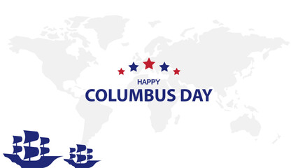 Obraz premium Happy Columbus Day background vector design with ship and rudder silhouette, suitable for banner, greeting card.