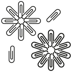 Paperclip star pattern. Geometric paperclip shapes. Abstract office design. Vector illustration.