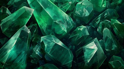 Obraz premium Emerald Gemstone Crystals Digital Art