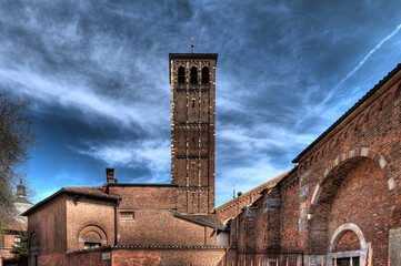 italian Church of sant ambrogio, in milan, romanic style