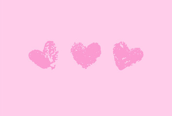 prints of three hearts on a pink background, valentines day, pink hearts, gift card