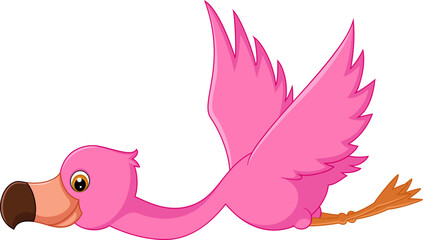Cartoon Flamingo Flying Gracefully