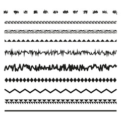 Decorative border collection. Black line art. Various styles. Vector elements.