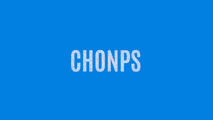 3d representation name chonps made of clouds on clear blue sky