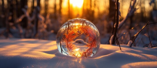 Fototapeta premium A Winter Sunset Captured in a Crystal Ball