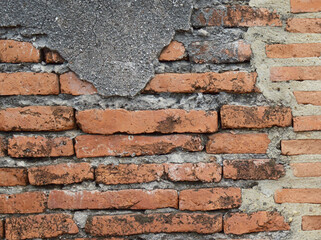 old wall with red brick