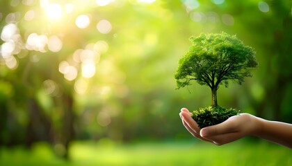 Hand Holding Tree, Nature Growth Concept