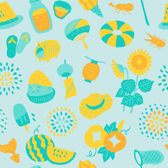 夏のイラストシームレスパターン