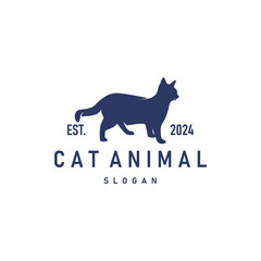 simple black silhouette design pet cat logo animal care template illustration