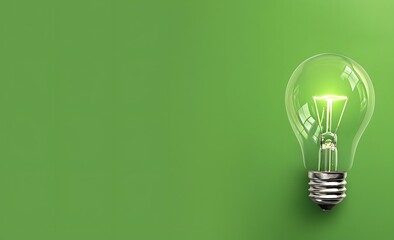 Green Background Light Bulb Innovation Idea
