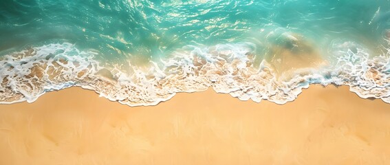 Obraz premium Aerial View of Sandy Beach with Turquoise Water