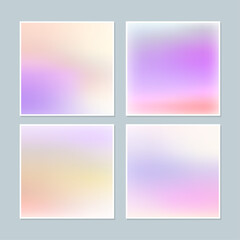 Colorful holographic gradient background design set