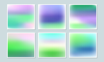 Fototapeta premium Colorful holographic gradient background design set