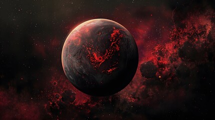 Obraz premium Red Planet in Deep Space Digital Art