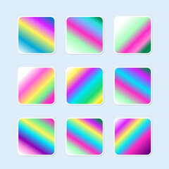 Colorful holographic gradient background design set