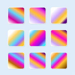 Colorful holographic gradient background design set