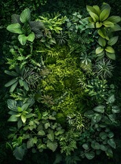 Lush Green Plants & Moss Art Installation