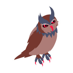 illustration of cartoon cute owl isolated on white background