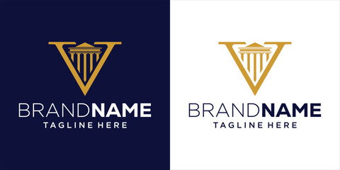 Creative Pillar Letter V Logo for Law Firm and Lawyer Logo Design, Design Inspiration, Illustration, Vector