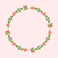 frame template for christmas season celebration, christmas wreath concept