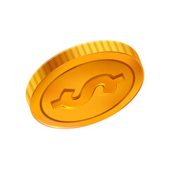 Dollar Gold Coin 3D Illustration on white background