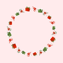 frame template for christmas season celebration, christmas wreath concept