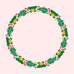 frame template for christmas season celebration, christmas wreath concept