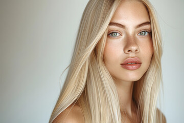 Naklejka premium Luxurious healthy hair, blonde girl. Beauty woman.