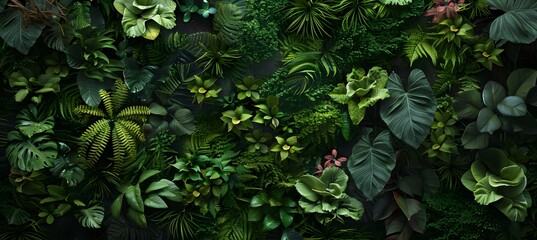 Lush Tropical Plants Wall with Moss