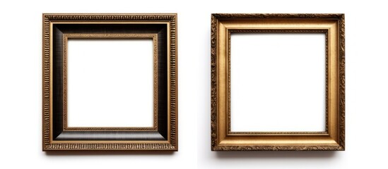 Two Ornate Picture Frames Isolated on White Background