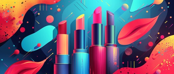 Illustration vector of an online discount offer for cosmetics with a vibrant background