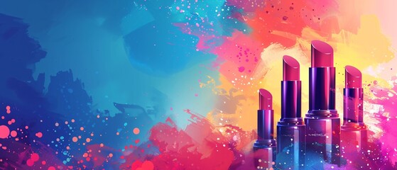 Illustration vector of an online discount offer for cosmetics with a vibrant background