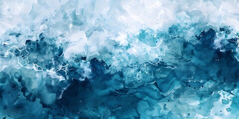 Obraz premium Abstract Watercolor Blue Ocean Waves