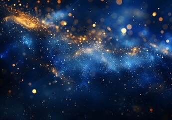 Obraz premium Abstract Blue And Gold Glitter Lights Background