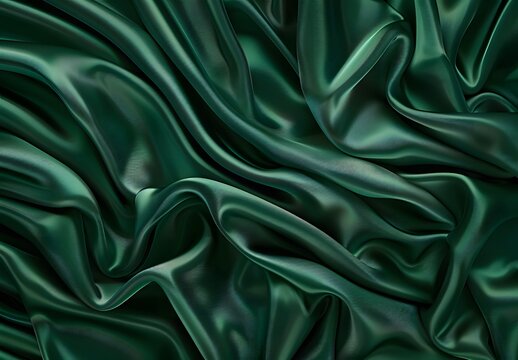 Abstract Green Silk Satin Drapery Background