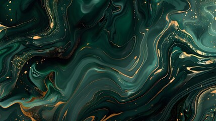 Abstract Swirling Green And Gold Marble Background
