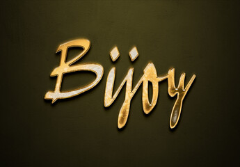 Old gold text effect of Hindi name Bijoy with 3D glossy style Mockup.
