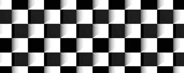 Minimalist pattern, seamless, black and white, geometric grid, digital illustration, modern and sleek design, high contrast, bold simplicity