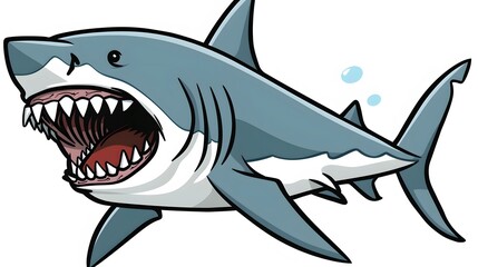Fototapeta premium shark, fish, animal, sea, vector, ocean, cartoon, isolated, underwater, dolphin, illustration, white, water, fin, blue, predator, nature, marine, swimming, wildlife, art, life, danger, wild, mammal